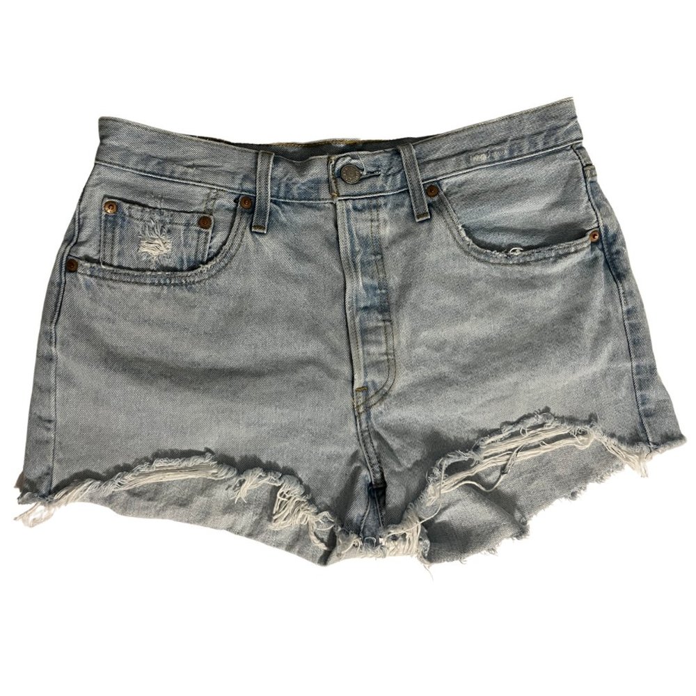 LEVI'S 501 High Rise Jean Shorts Light Wash Size W 31